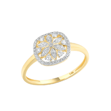 CROWN & ROYAL 14K Yellow Gold Diamond Flower Ring - Crown & Royal
