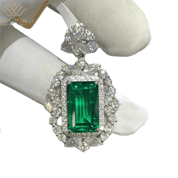 Real 9K Gold 6.56CT Colombia Emerald Gemstone Pendant - Crown & Royal
