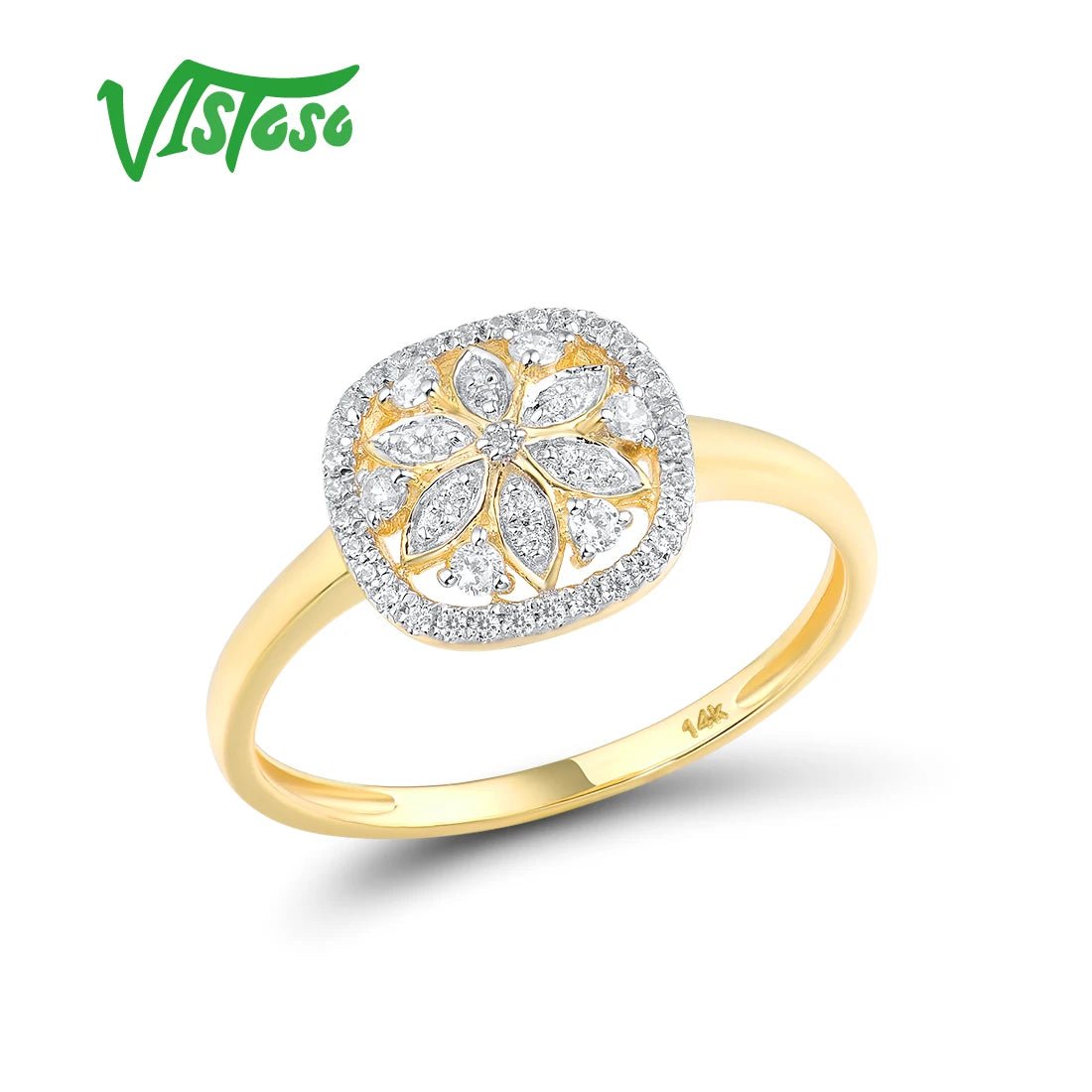 CROWN & ROYAL 14K Yellow Gold Diamond Flower Ring - Crown & Royal