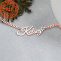 Personalized 925 Sterling Silver Name Pendant Necklace with Heart - Golden Plated - Crown & Royal