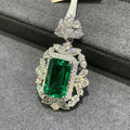Real 9K Gold 6.56CT Colombia Emerald Gemstone Pendant - Crown & Royal