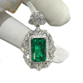 Real 9K Gold 6.56CT Colombia Emerald Gemstone Pendant - Crown & Royal